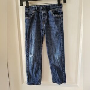 Kid's sz 6 Blue‎ Denim Straight Jeans Pull-On Elastic Waist Distressed Everyday